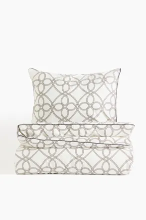 H&M Gemusterte Einzelbettw&auml;sche - Beige