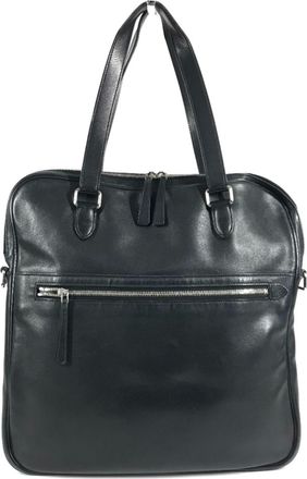 Herm&egrave;s Black Leather Handbag Shoulder Bag Tote Bag (Pre-Owned)