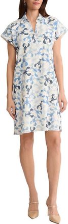Jones New York Print Short Sleeve Linen Blend Shift Dress in Natural White Multi at Nordstrom, Size X-Large P