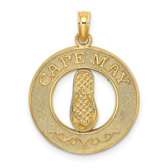 Diamond2Deal 14k Yellow Gold CAPE MAY with Flip-Flop Charm Pendant