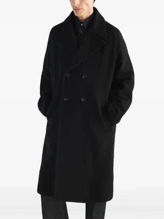 Christophe Lemaire Double-breasted Coat In Felted Wool And Alpaca Blend