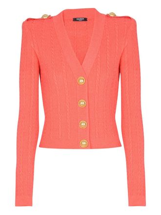 Balmain Womens Long-Sleeved Twisted Knit Cardigan