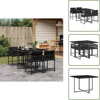vidaXL Cuscini da giardino - vidaXL Set da Pranzo da Giardino 5 pz Nero con Cuscini in Polyrattan - Rattan PE
