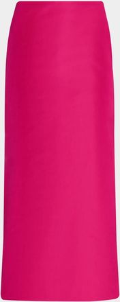 Valentino Garavani Pleated Bow Silk Satin Midi Skirt