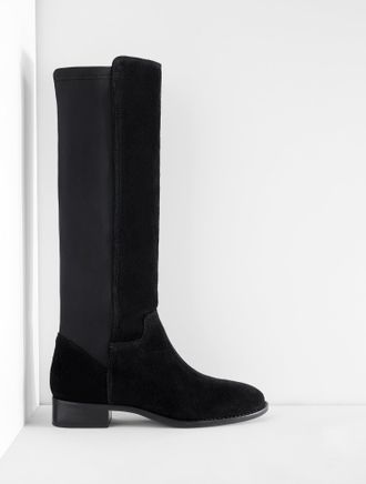 Talbots Tish Stretch Faux Suede Tall Boots - Black - 5 1/2 M Talbots