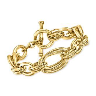 Ross-Simons Italian 14kt Yellow Gold-Plated Oval-Link Toggle Bracelet