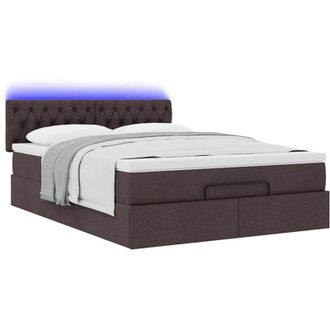 vidaXL Vidaxl - Cama Otomana Con Colch&oacute;n Led Marr&oacute;n Oscuro 140x190 Cm Tela
