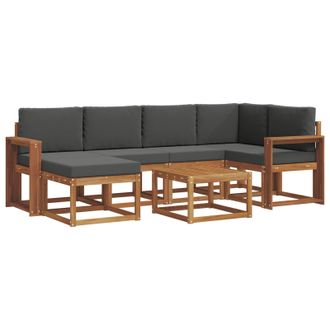vidaXL Conjunto De Sof&aacute;s De Exterior 7 Pcs Natural Y Antracita Vidaxl