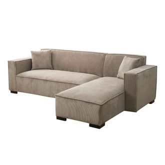 Oviala Sof&aacute; esquinero de 3 plazas con chaise longue derecha topo l 247 cm