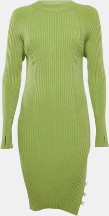 Jacquemus Green Rib Knit La Robe Pigolo Mini Dress