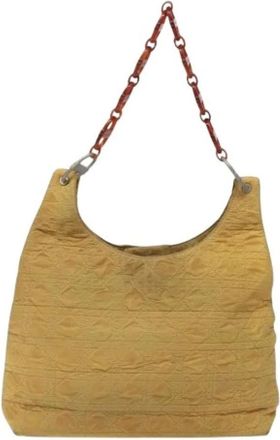 Dior Pre-owned Shoulder Bags, female, Yellow, Size: ONE SIZE Pre-owned Nylon Shoulder Bag