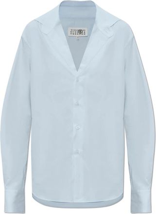 Maison Margiela Vintage-effect Shirt - Dames - Overhemden - Blauw - XS - Katoen - Overhemden