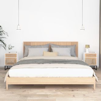 vidaXL Comodini 2 Pz Bianchi 40x30x55,5 Cm Legno Multistrato E Ferro - Vidaxl