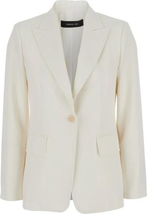Max Mara Witte Wollen Jas met Klassieke Revers - Dames - Blazers - Wit - XL - Wol - Jassen
