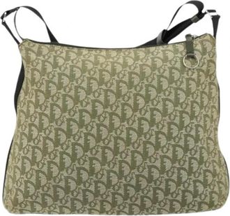 Dior Pre-owned Trotter Canvas Schoudertas - Dames - Vintage Schoudertas - Groen - ONE Size - Leer - Vintage