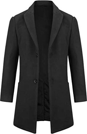 Manteau Slim Automne Hiver Trench Court Laine Allthemen - Manteau Hiver Homme Court En Laine - Trench Coat Chaud Slim - Coupe-Vent - Col Revers - Gris Manteau Court Hiver épais Pardessus Manteau Homme Trench