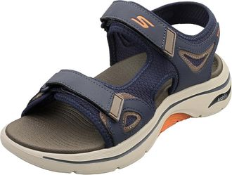 Skechers Mens GO Walk Arch FIT 2.0 Sandal, Navy Orange, 7 UK