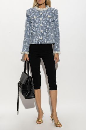 Self Portrait Textured Denim Jacket, Womens, Blue