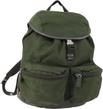 Prada Pre-owned Nylon Rugzak - Dames - Vintage Rugzakken - Groen - ONE Size - Nylon - Vintage