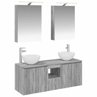 vidaXL Juego De Muebles De Ba&ntilde;o 5 Pcs Sonoma Gris 50 X 14,5 X 70 Cm Vidaxl