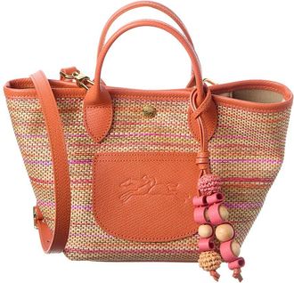 Longchamp Le Panier Pliage Rainbow Leather-Trim Tote