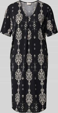 Freequent Knielanges Kleid mit V-Ausschnitt Modell Floy in Black, Gr&ouml;&szlig;e XXL