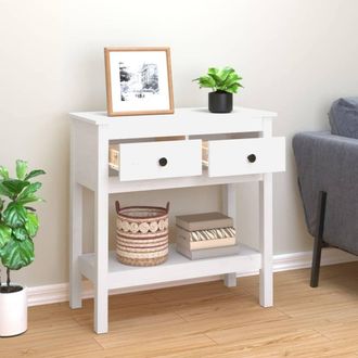 Berkfield Home Beautiful Console Table White 75x35x75 cm Solid Wood Pine | Size: 75 x 35 x 75 cm