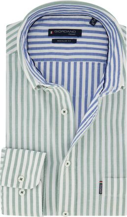 Giordano Overhemd Giordano groen casual gestreepte lange mouw