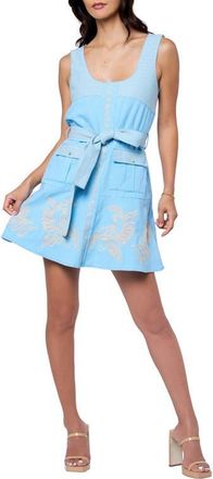 Ciebon Embroidered Fit & Flare Minidress in Denim Blue at Nordstrom, Size X-Small