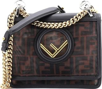 Fendi Borsa a spalla Kan I F piccola in rete con motivo Zucca - Marrone