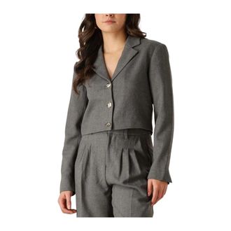 Notre-V Jassen, Dames, Grijs, XL, Grijze Blazer Na-Elai