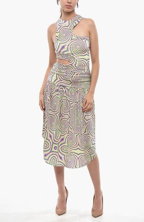 Stella McCartney Patterned Midi Dress with Cut-Out Details Stella McCartney