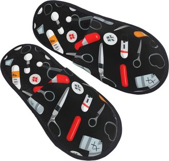 Generic Furry Slippers Cartoon Medicine Pattern Printing Home Slippers Soft Comfy House Shoes For Guest Winter Women M