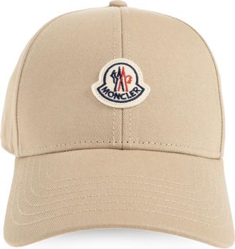 Moncler Caps, male, Beige, Size: ONE SIZE Cotton Gabardine Baseball Cap