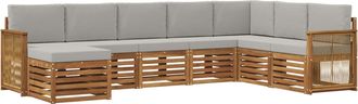 vidaXL Conjunto De Sof&aacute;s De Exterior 8 Uds. Natural Y Gris Claro Vidaxl