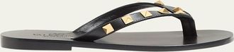 Valentino Garavani Rockstud Leather Flat Thong Sandals