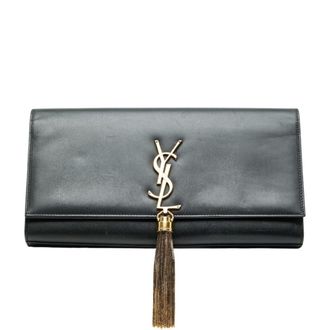 Saint Laurent Black Leather Clutch Bag (Pre-Owned)