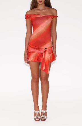 Tiger Mist Haelo Off the Shoulder Minidress in Sunrise Glitter Stripe at Nordstrom, Size Xx-Small