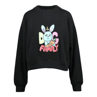 Dolce & Gabbana Cropped Sweatshirt - Dames - Sweatshirts - Zwart - XL - Katoen - Hoodies & sweatvesten