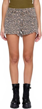 Hidden Jeans Cheetah Print Jagged Hem Shorts In Multi