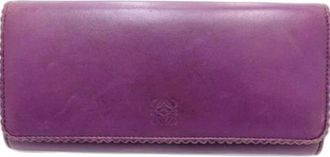Loewe Pre-owned Leren Portemonnee - Dames - Vintage Accessoires - Paars - ONE Size - Leer - Vintage
