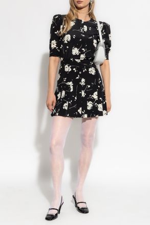 Alessandra Rich Floral Motif Dress, Womens, Black