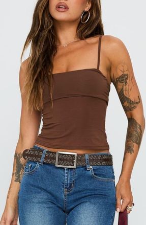 Princess Polly Race My Mind Crop Camisole in Chocolate at Nordstrom, Size 10