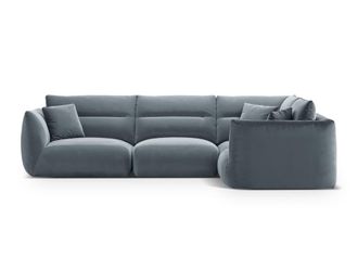 CXL by Christian Lacroix Sof&aacute; esquinero derecho 5 plazas de terciopelo azul gris&aacute;ceo