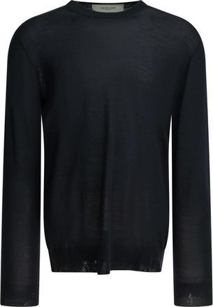 Golden Goose Fijngebreide trui met ronde hals - Heren - Ronde hals truien - Blauw - XL - Wol - Truien & Vesten