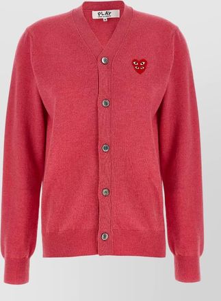 Comme Des Gar&ccedil;ons twin emblem v neck knit cardigan