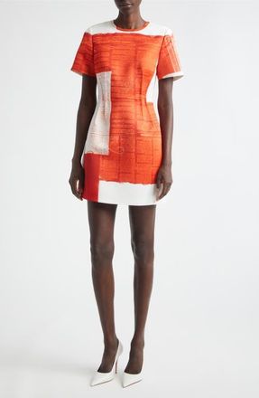 Jason Wu Collage Print Matte Duchesse Satin Minidress in Red Multi at Nordstrom, Size 8