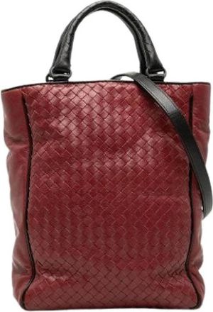 Bottega Veneta Pre-owned Tote Bags, female, Red, Size: ONE SIZE Pre-owned Woven Satchel