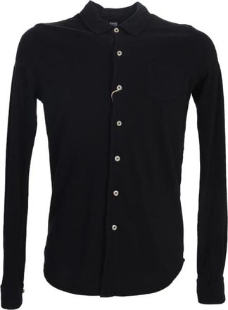 Original Vintage Zwarte Katoenen Poloshirt - Heren - Casual Overhemden - Zwart - M - Katoen - Overhemden