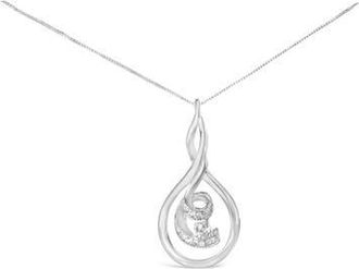 House of Brilliance Espira 10K White Gold 1/8 cttw Round Cut Diamond Layered Spiral Pendant Necklace at Nordstrom